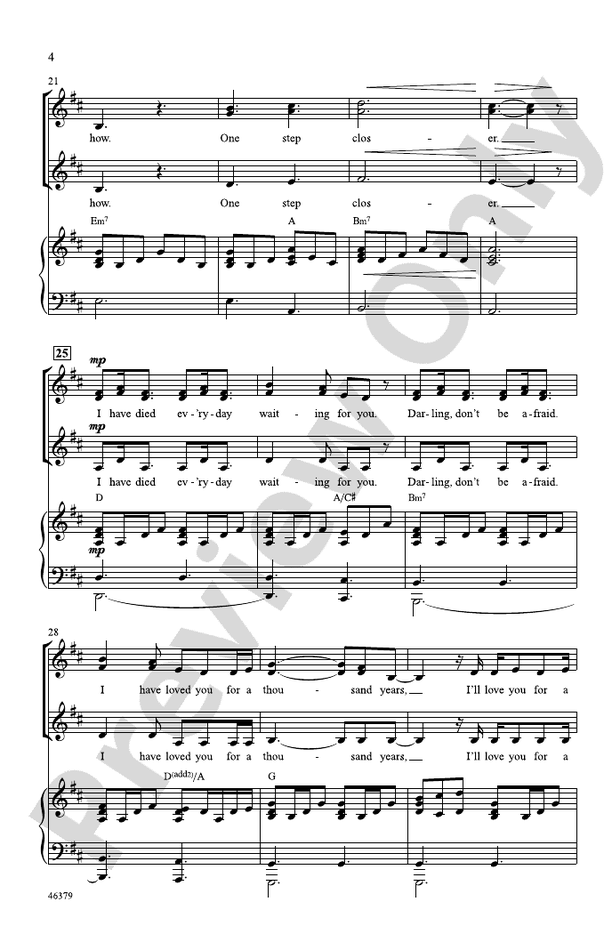 A Thousand Years - SSA Choral Octavo (Digital Download)