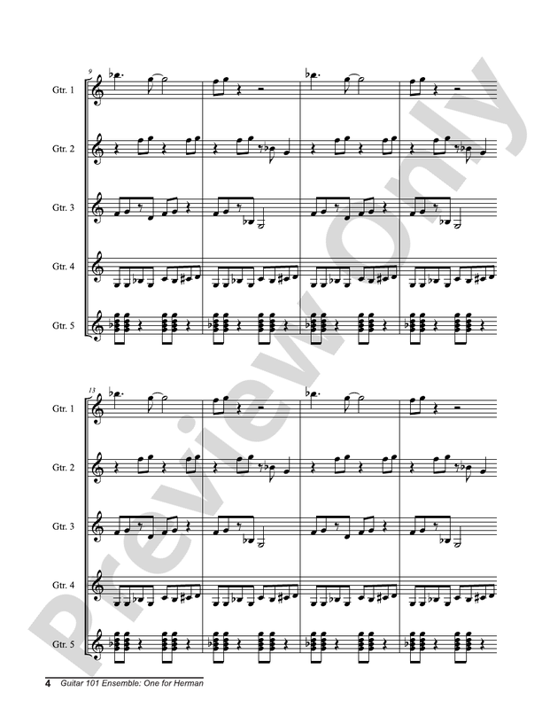 Alfred's Guitar 101, Ensemble: One for Herman - Guitar Ensemble (Digital Download)