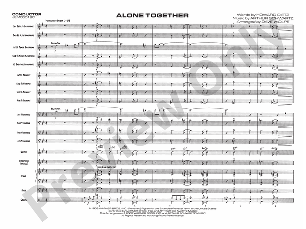 Alone Together (Grade 4) – Jazz Ensemble Conductor Score & Parts (Digital Download)
