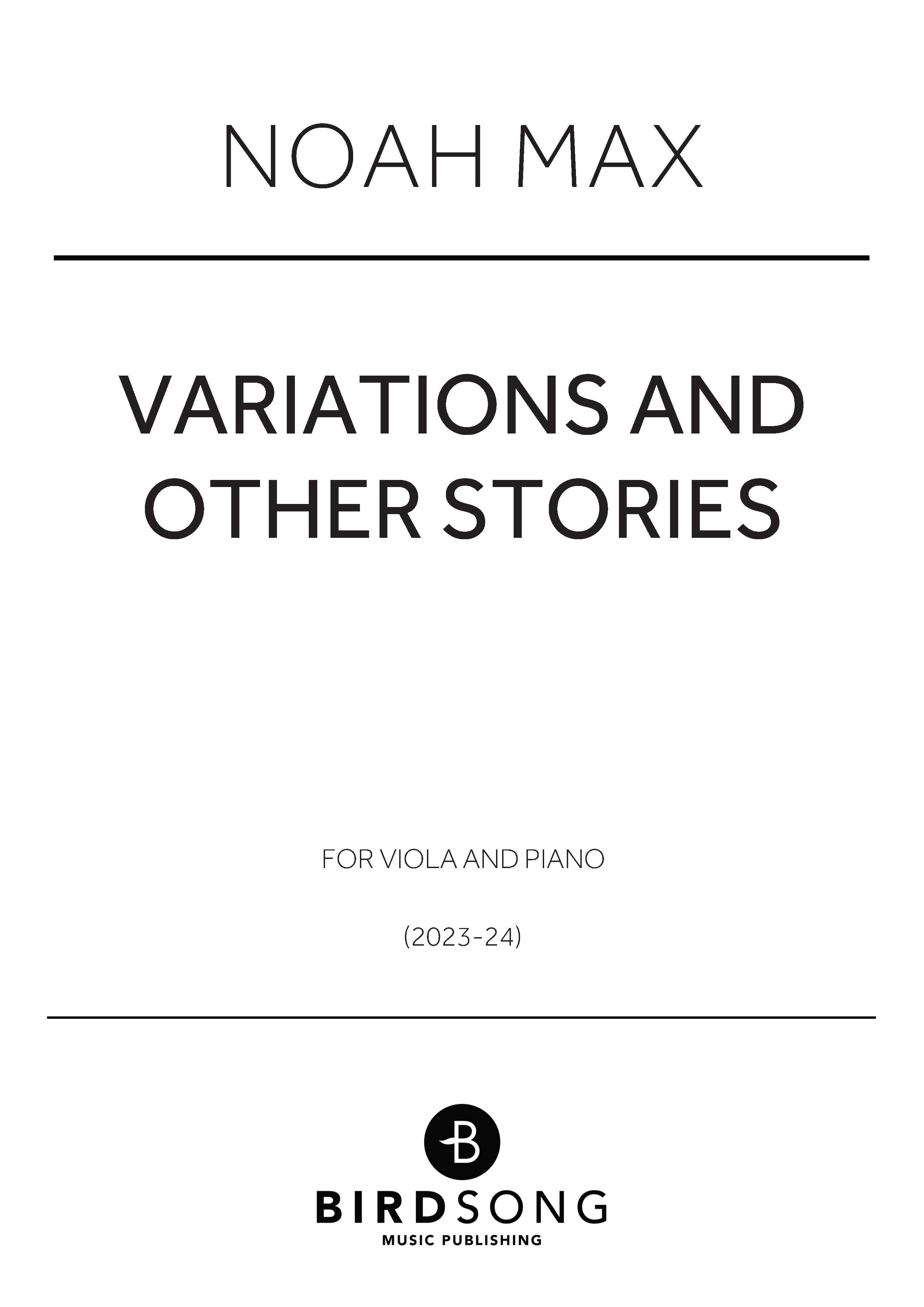 Variations and Other Stories - Noah Max - Viola/Piano (Digital Download)