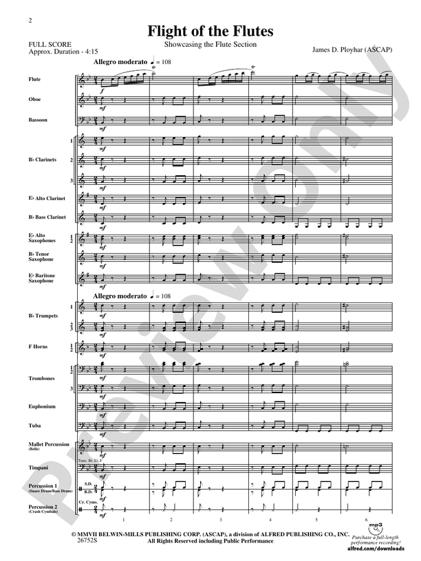 Flight of the Flutes (Showcasing the Flute Section) - Concert Band Conductor Score & Parts (Digital Download)
