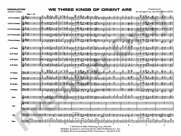 We Three Kings of Orient Are - Jazz Ensemble Conductor Score & Parts (Digital Download)