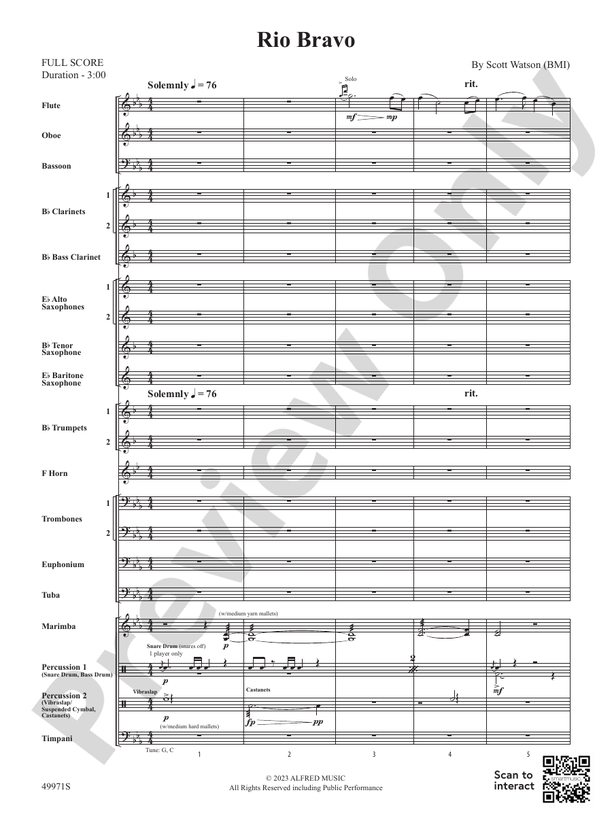 Rio Bravo - Concert Band Conductor Score & Parts (Digital Download)