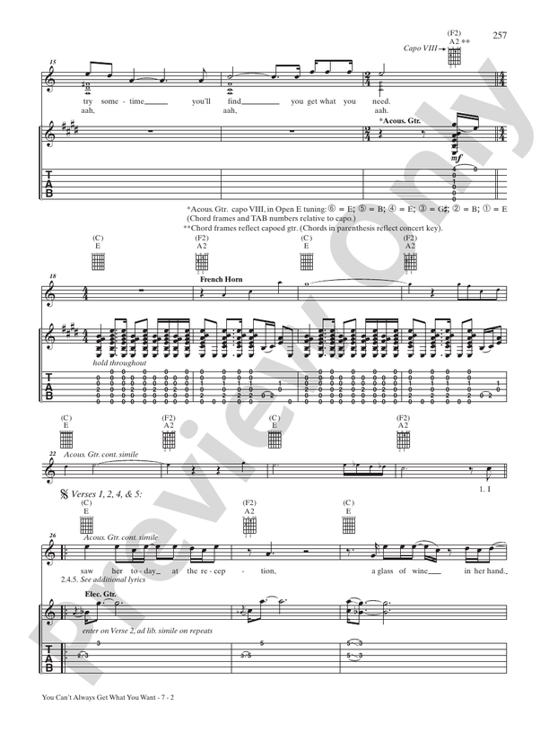 You Can't Always Get What You Want - Interm./Easy Guitar TAB (Digital Download)