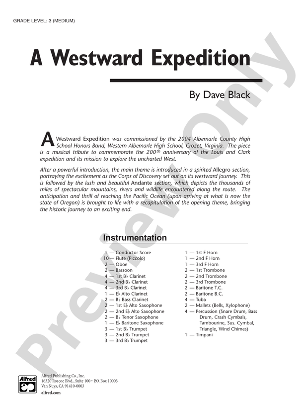 A Westward Expedition - Concert Band Conductor Score & Parts (Digital Download)