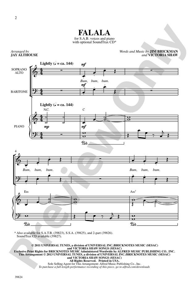Falala – SAB Choral Octavo (Digital Download)