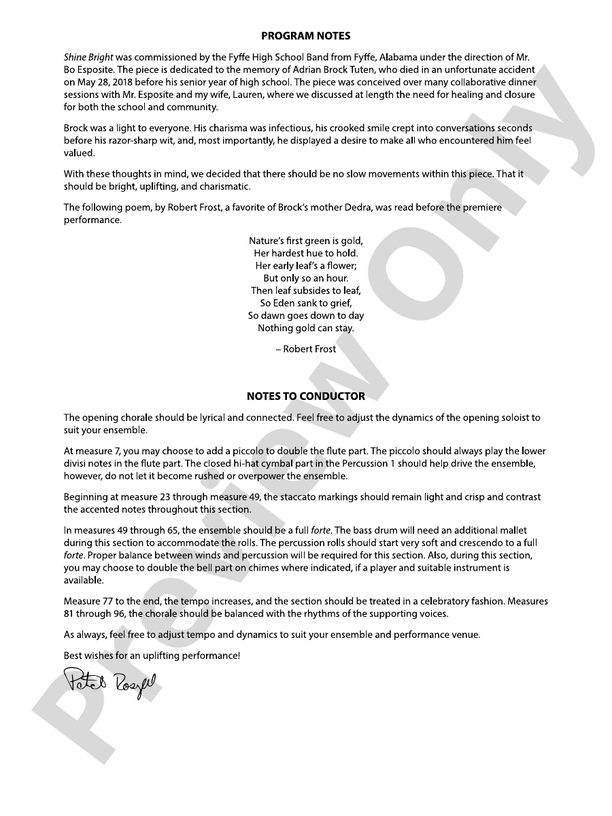 Shine Bright (Flexible Arrangement) - Concert Band Conductor Score & Parts (Digital Download)