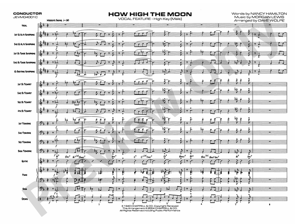 How High the Moon - Jazz Ensemble Conductor Score & Parts(Digital Download)
