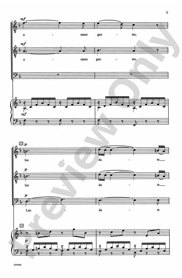 Laudate Dominum (from Vesperae Solennes De Confessore, K. 339) – TTB Choral Octavo (Digital Download)