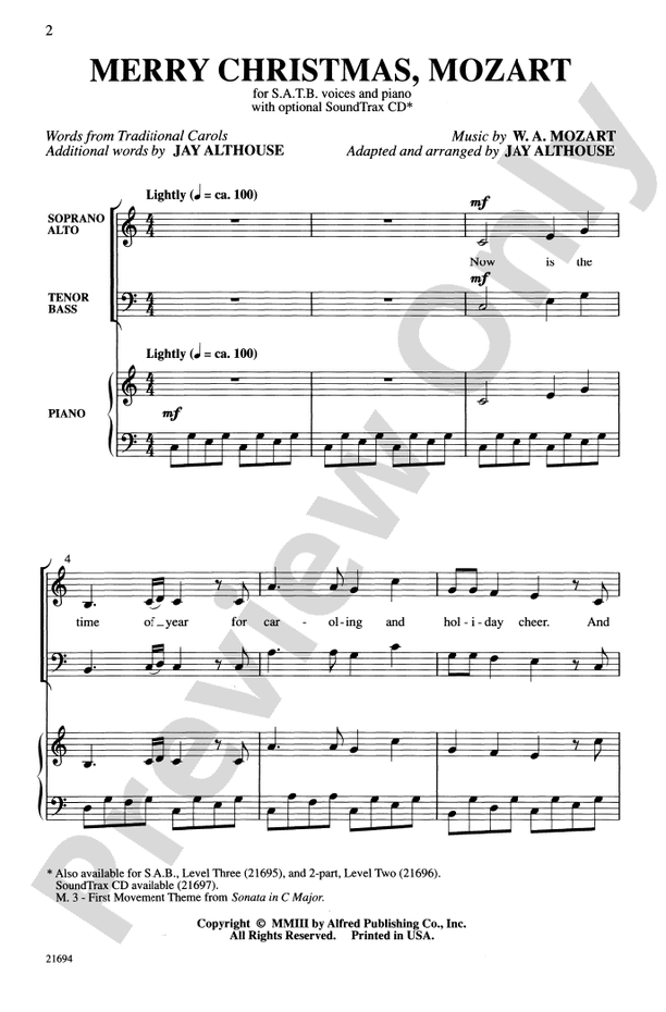 Merry Christmas, Mozart – SATB Choral Octavo (Digital Download)