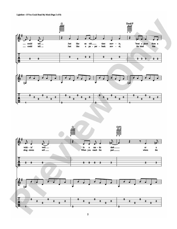 If You Could Read My Mind - Easy Guitar (Digital Download)