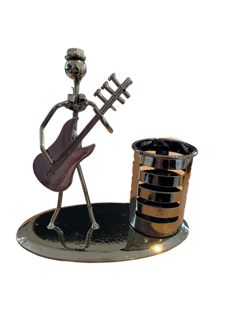 ***WAS $10.95***Metal Pen Holder Electric Guitarist