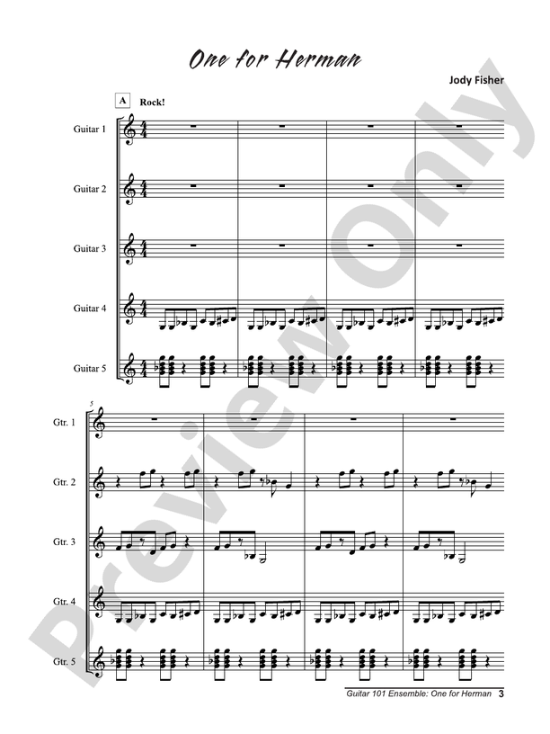 Alfred's Guitar 101, Ensemble: One for Herman - Guitar Ensemble (Digital Download)