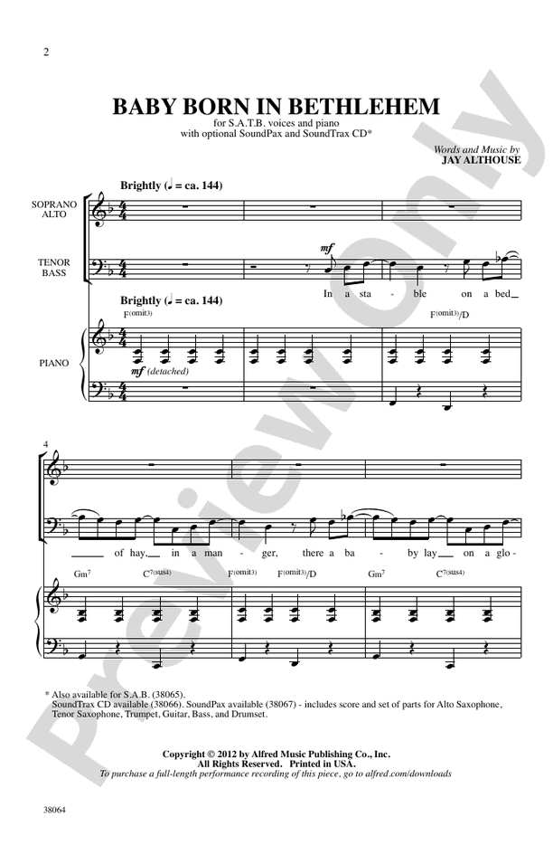 Baby Born in Bethlehem – SATB Choral Octavo (Digital Download)