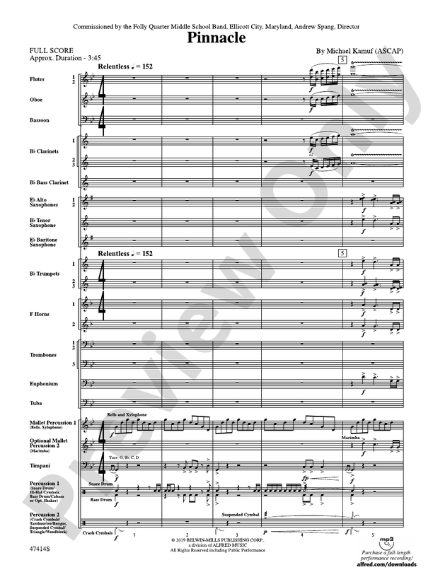 Pinnacle - Concert Band Conductor Score & Parts (Digital Download)