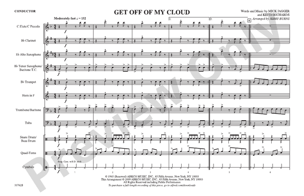 Get Off of My Cloud – Marching Band Conductor Score & Parts (Digital Download)