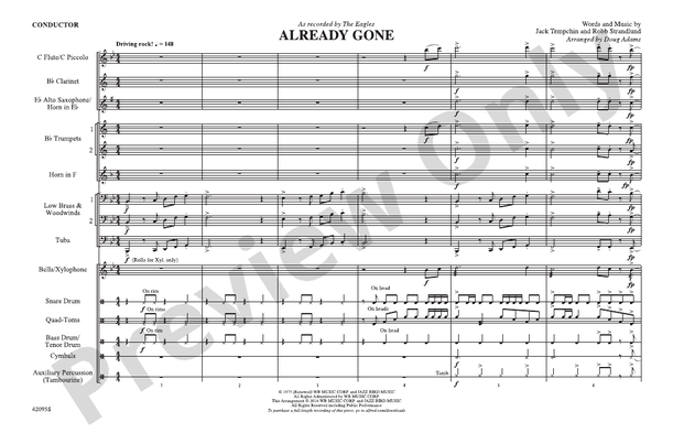 Already Gone (Arr. Doug Adams) – Marching Band Conductor Score & Parts (Digital Download)