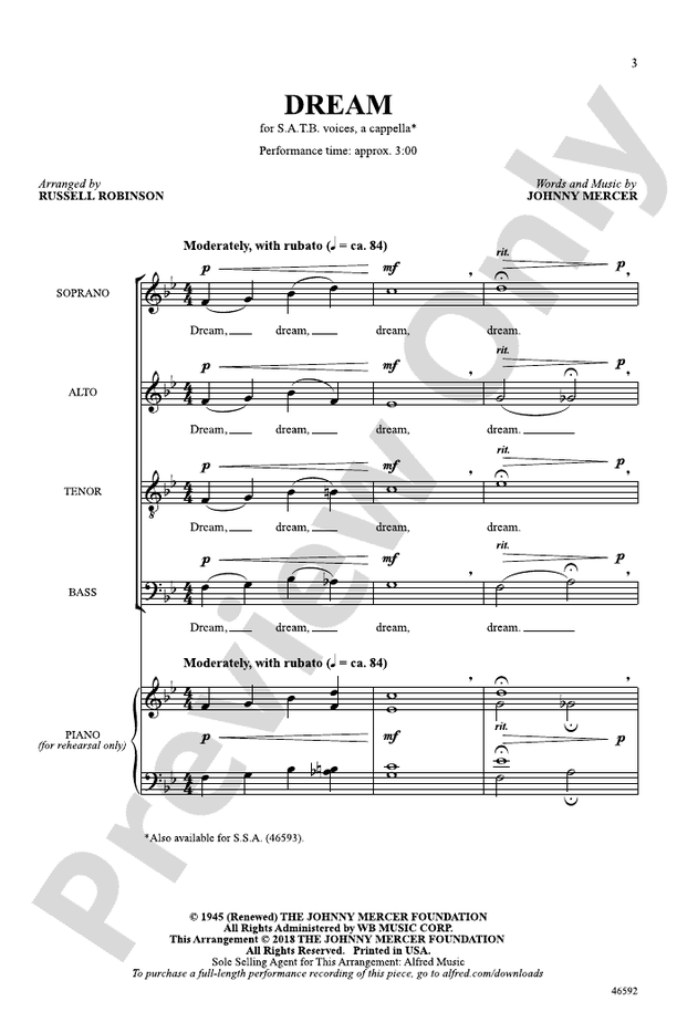 Dream – SATB, a cappella Choral Octavo (Digital Download)