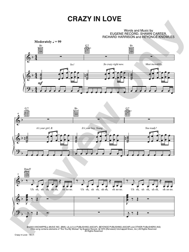 Crazy in Love - Beyonce - PVG (Digital Download)