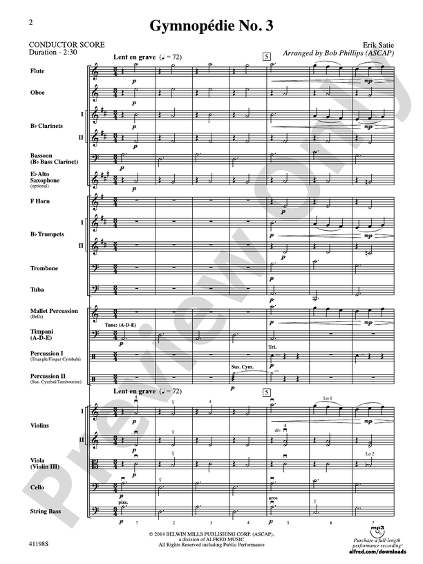 Gymnopédie No. 3 – Full Orchestra Conductor Score & Parts (Digital Download)