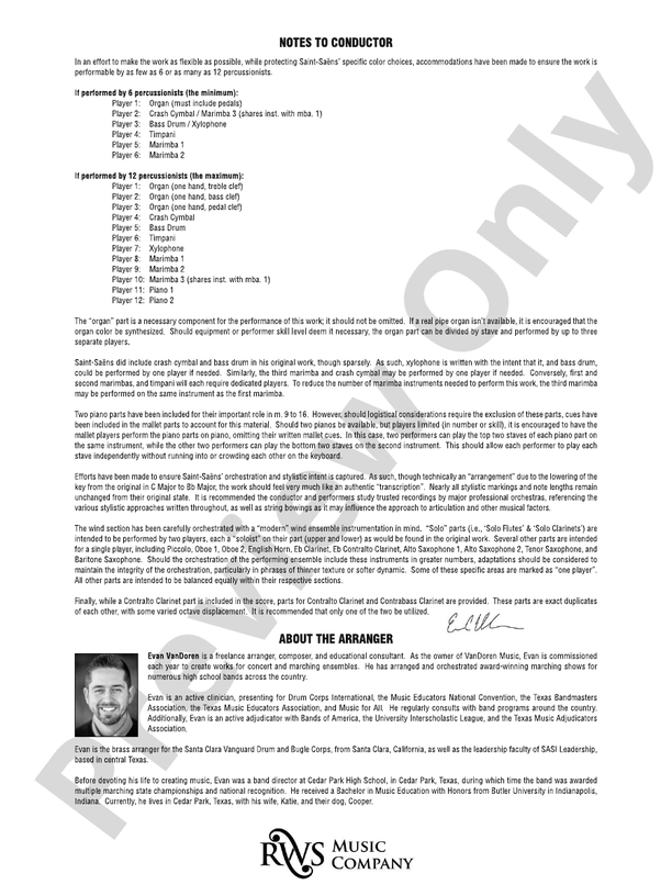 Finale from Symphony No. 3 - Organ Symphony - Concert Band Conductor Score & Parts (Digital Download)