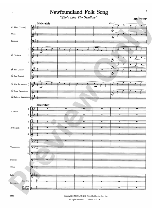 Newfoundland Folk Song - Concert Band Conductor Score & Parts (Digital Download)