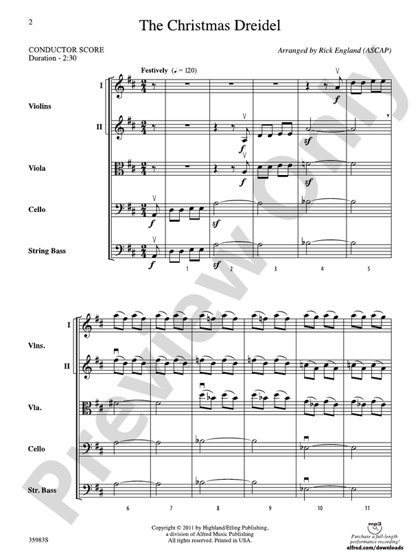 The Christmas Dreidel – String Orchestra Conductor Score & Parts (Digital Download)