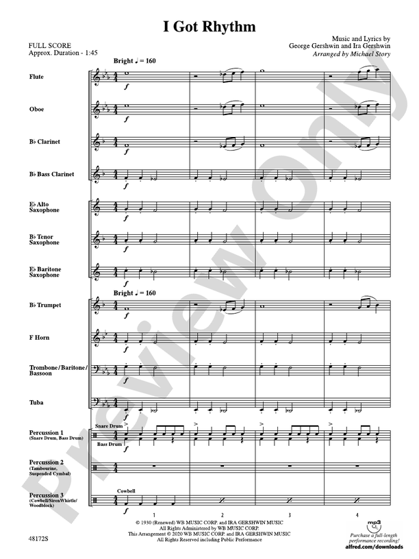 I Got Rhythm - Concert Band Conductor Score & Parts (Digital Download)