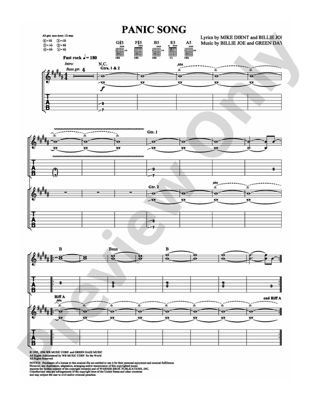 Panic Song - Guitar TAB (Digital Download)