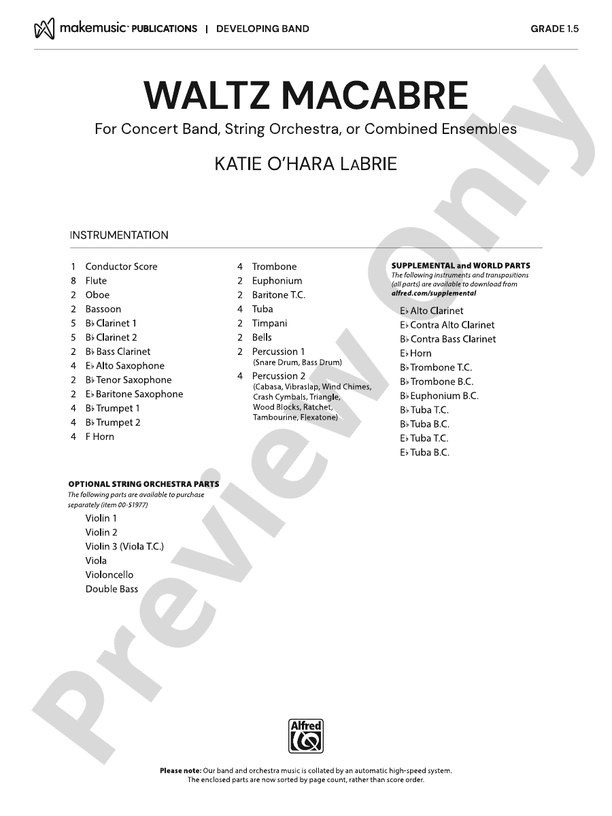 Waltz Macabre - Concert Band Conductor Score & Parts(Digital Download)