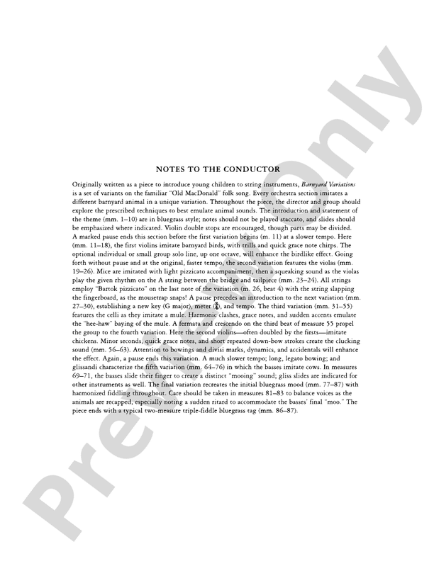 Barnyard Variations - String Orchestra Conductor Score & Parts (Digital Download)