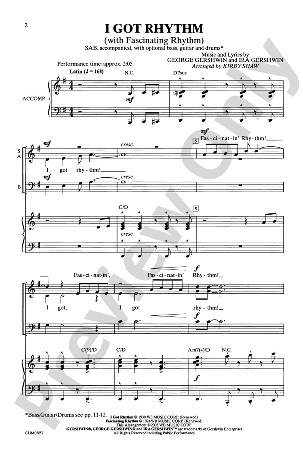 I Got Rhythm – SAB Choral Octavo (Digital Download)