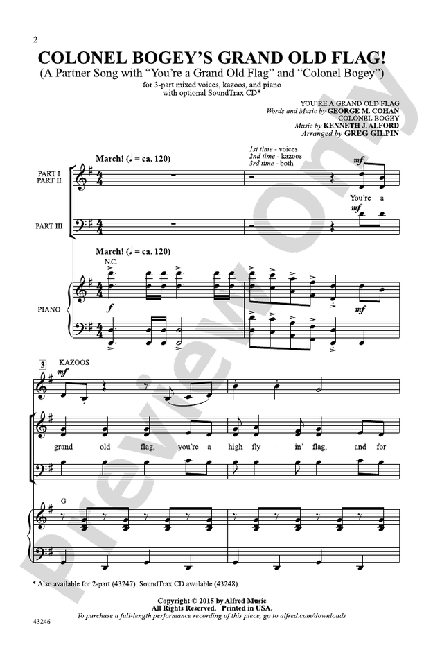 Colonel Bogey's Grand Old Flag! – 3-Part Mixed Choral Octavo (Digital Download)