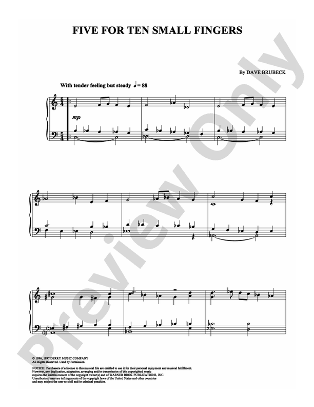 Five For Ten Small Fingers - Piano (Digital Download)