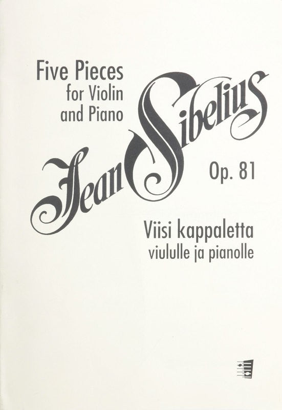 Sibelius - Five Pieces Op81 - Violin/Piano Accompaniment Gehrman 48000889