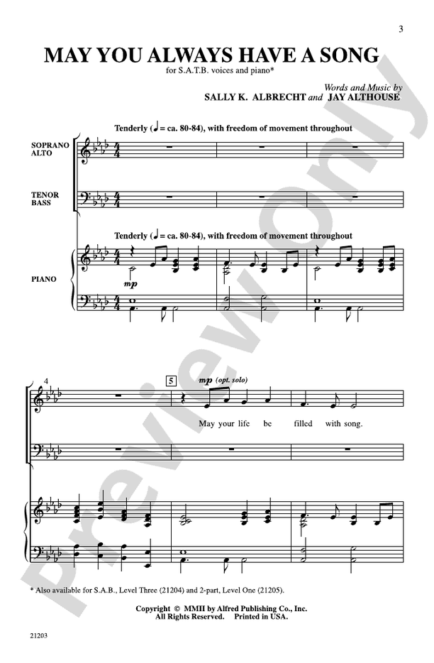 May You Always Have a Song – SATB Choral Octavo (Digital Download)