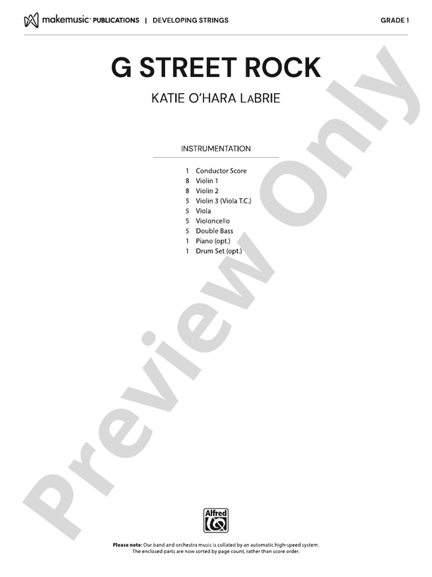 G Street Rock - String Orchestra Conductor Score & Parts (Digital Download)