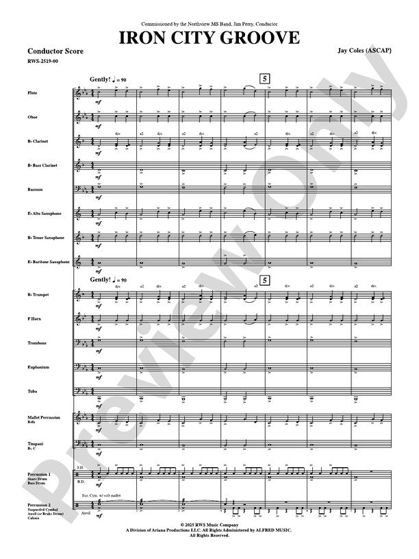 Iron City Groove - Concert Band Conductor Score & Parts(Digital Download)