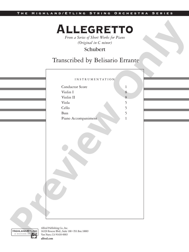 Allegretto – String Orchestra Conductor Score & Parts (Digital Download)