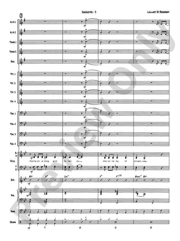 Lullaby of Broadway - Jazz Ensemble Conductor Score & Parts(Digital Download)