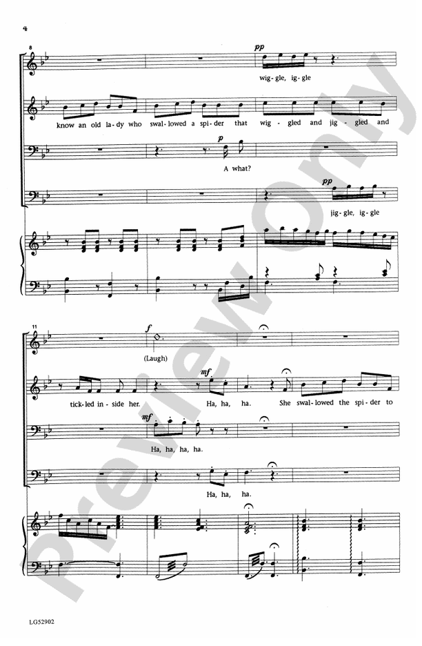 I Know an Old Lady Who Swallowed a Fly – TTBB Choral Octavo - Digital Sheet Music Download (Digital Download)