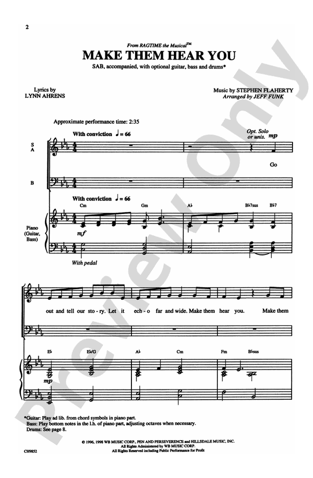 Make Them Hear You (from Ragtime The Musical™) – SAB Choral Octavo (Digital Download)