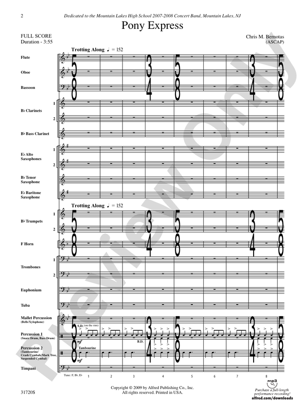 Pony Express - Concert Band Conductor Score & Parts (Digital Download)