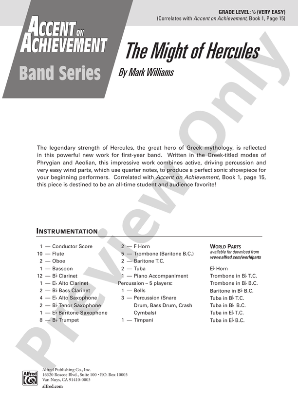 The Might of Hercules - Concert Band Conductor Score & Parts (Digital Download)