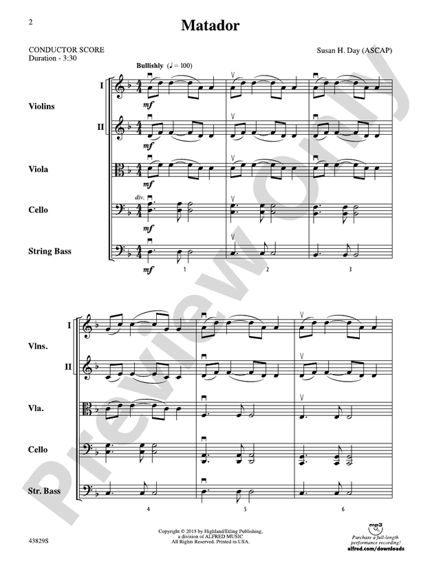 Matador – String Orchestra Conductor Score & Parts (Digital Download)