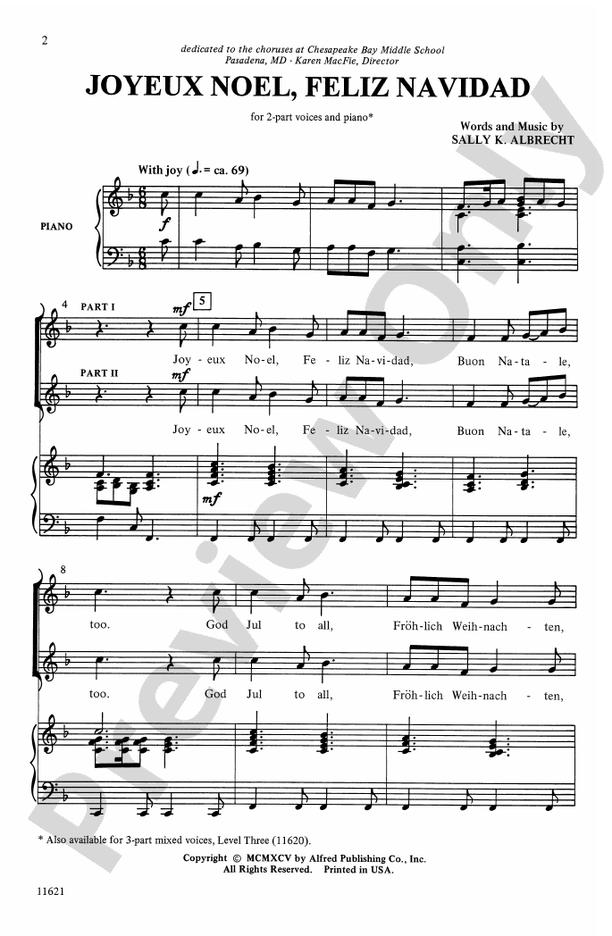 Joyeux Noel, Feliz Navidad – 2-Part Choral Octavo (Digital Download)