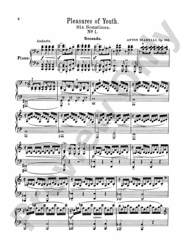 Diabelli - Pleasures of Youth (Six Sonatinas on Five Notes) - 1 Piano, 4 Hands (Digital Download)