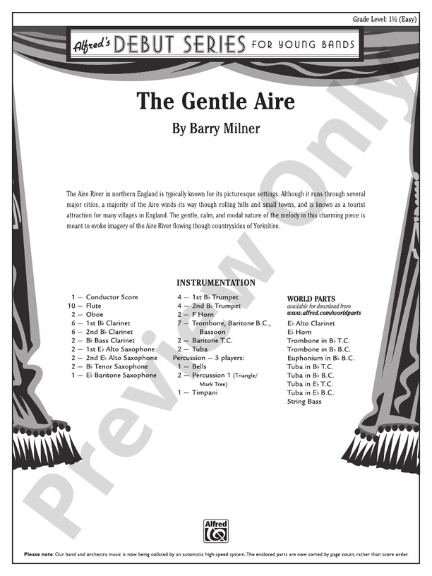 The Gentle Aire - Concert Band Conductor Score & Parts (Digital Download)