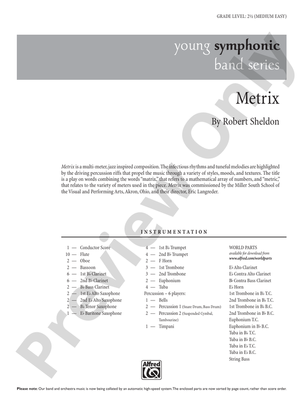 Metrix - Concert Band Conductor Score & Parts (Digital Download)