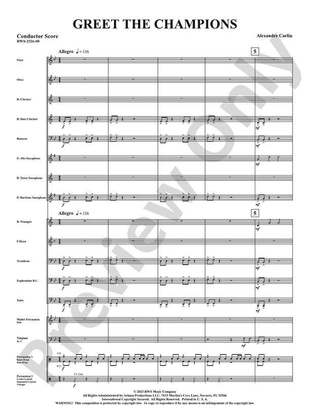 Greet The Champions - Concert Band Conductor Score & Parts (Digital Download)